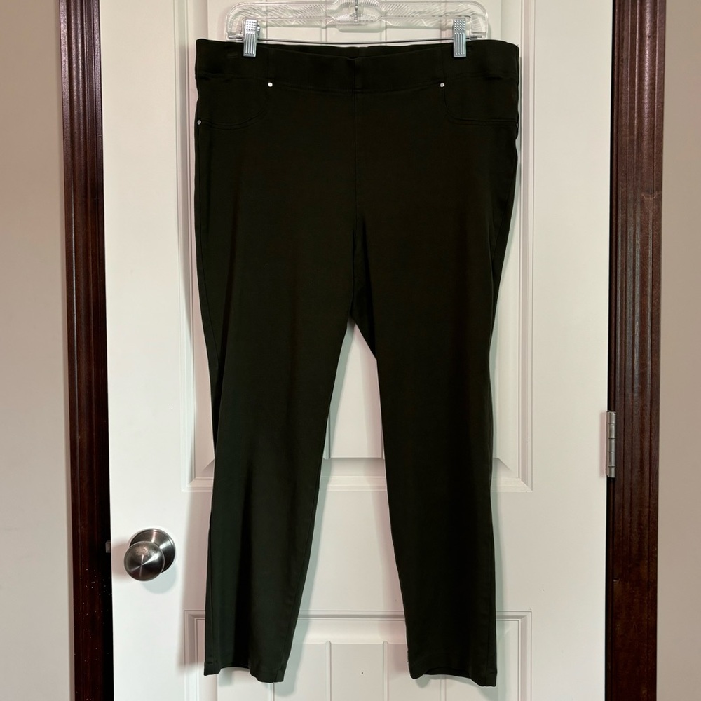 Olive Green Stretch Crop Dress Pant